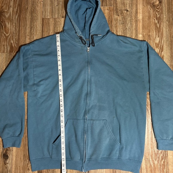 Faded Blue Fruit Of Loom Zip-Up Hoodie - Picture 4 of 7